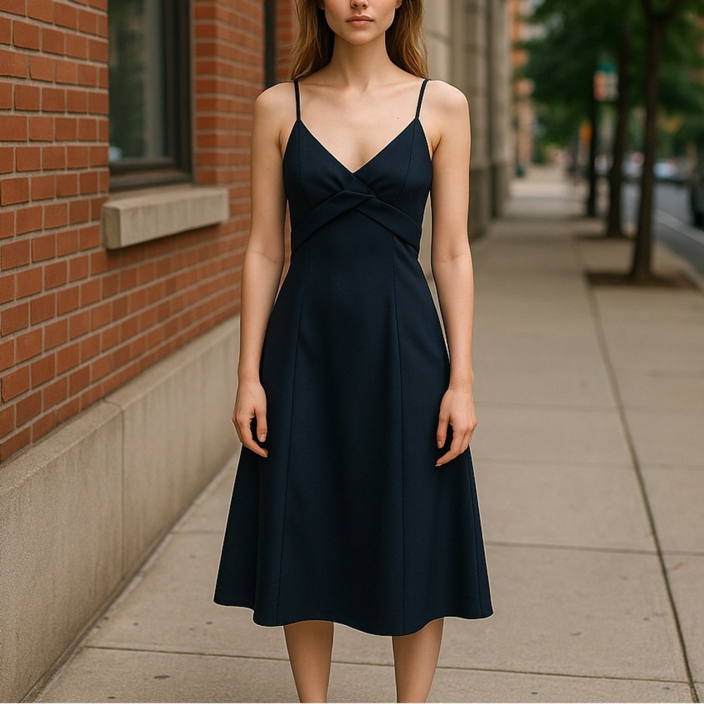 Black MIDI spaghetti straps dress size 8, NWOT